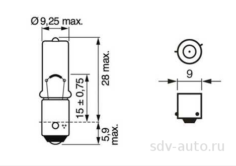 1987302232  BOSCH H6W PureLight 12V 6W BAX9s;1 987 302 232