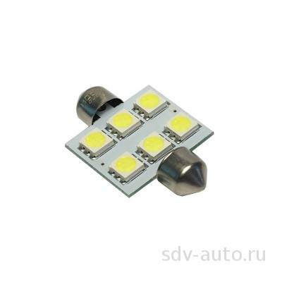 900303 T11X39-S8_5 (6LED) C5W  WHITE 12 VOIT ()