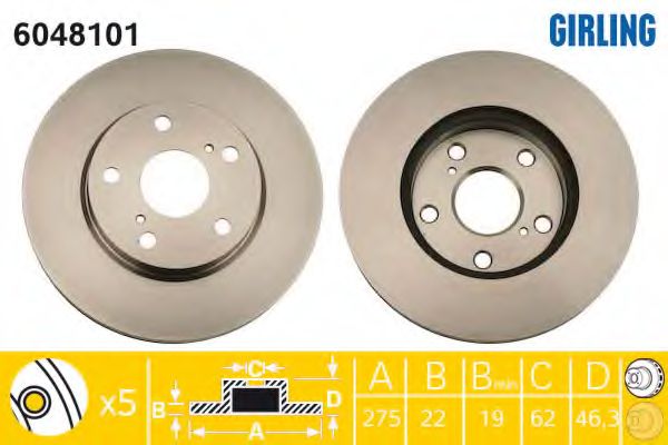 6048101 Диск торм_ передний TOYOTA
