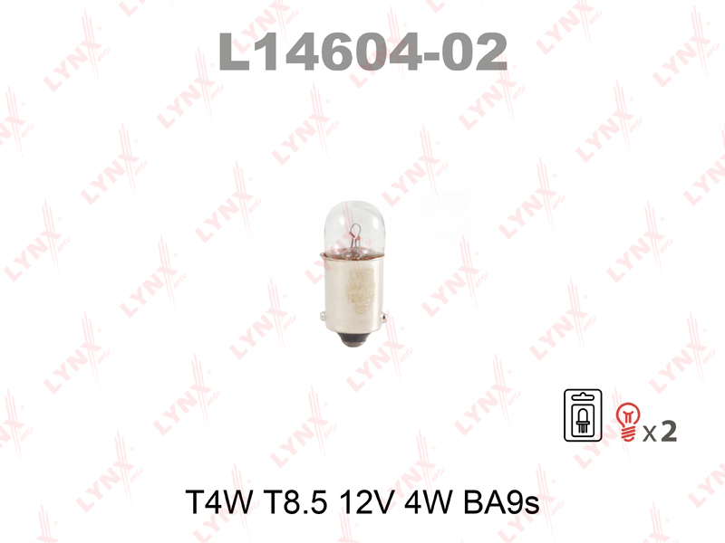 L14604 Лампа LYNXauto T4W T8_5 12V 4W BA9S